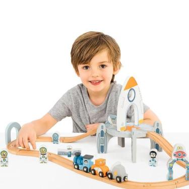 Imagem de Estação Espacial Brinquedo Madeira Tooky Toy Trem Infantil