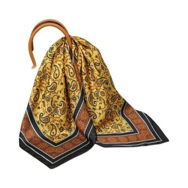 Imagem de Lenço Quadrado De Seda Luxuoso Feminino Com Poás, Hijab De Cetim, Faix