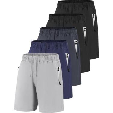 Imagem de Shorts Masculinos para Academia POVWVPY com Cós Elástico, Zíper e 18 c