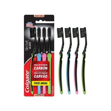 Imagem de Escova de Dente Colgate Slimsoft Black  - 4 Unidades