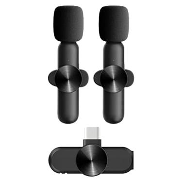 Imagem de Harilla Microfone de lapela sem fio Microfone tipo C Ajustável Conexão Automática Profissional Redução de Ruído Plug and Play para Vlogger Live Stream - 2 microfones