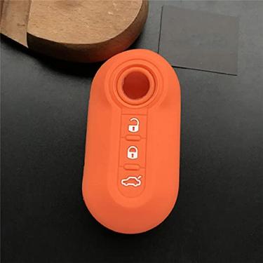 Imagem de Venus-David Porta-chaves de silicone masculino feminino capa para chave de carro capa shell chaveiro anel chaveiro, apto para Fiat 500, laranja