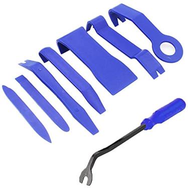 Imagem de 8 peças de ferramenta de remoção de acabamento automático, painel de rádio de porta interior do carro, kit de remoção forte, com 1 removedor de fixador (azul)