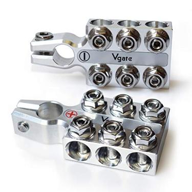 Imagem de Grampos de terminal de bateria de chumbo ácido Vgate, 8AWG até 4/0(GG) calibre AWG, conectores de 12 vias, positivos e negativos (+/-) (par) para eixo superior afunilado SAE/DIN/EN