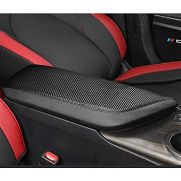 Imagem de XITER Protetor de capa para apoio de braço de carro, 1 peça de almofada de couro para console central central para Toyota Camry 2018-2021, console central central de apoio de braço, acessórios interiores (fibra de carbono)