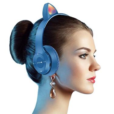 Imagem de Fones de ouvido sem fio Cat Ear - Fones de ouvido para jogos sem fio Cat Ear com microfone embutido | Fone de ouvido fone de ouvido fone de ouvido overear ginásio jogos esporte Bluetoothes Rock-br