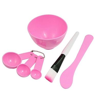 Imagem de Onwon 4 em 1 Conjunto de ferramentas de mistura de maquiagem para cuidados faciais para a pele para meninas e mulheres inclui colher de pincel para vara de tigela (rosa)