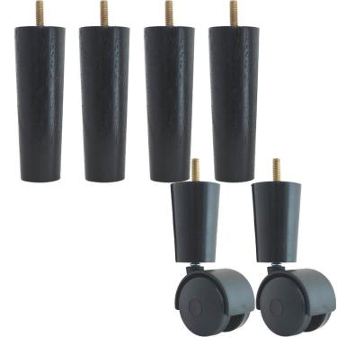 Imagem de Kit Pe Para Cama Box Cama De Solteiro 4 Pé Palito 2 Rodizios