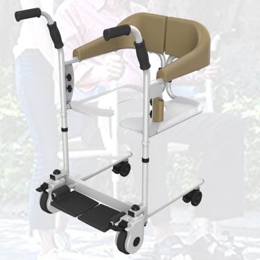 Imagem de Cadeira De Transferência De Elevação De Paciente, Cadeira De Banho Para Idosos Com Deficiência, Cadeira De Rodas Multifuncional De Enfermagem Para Idosos,Brown