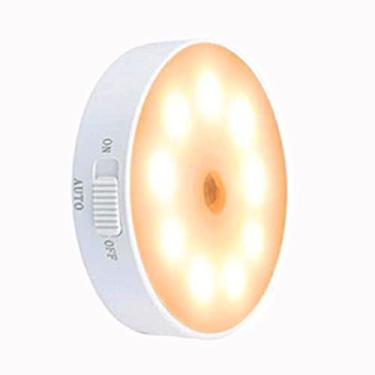 Imagem de Lâmpada Sensor de Movimento Luminária LED Recarregável USB Luz Noturna Para Casa Escritório Automática Com Indução Smart Econômica Doméstica 1.6W Sem Fio 360º Branco Quente E Frio PREMIUM ONYK (BRANCO QUENTE)