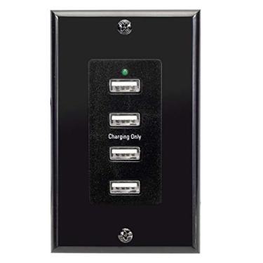 Imagem de Magnadyne WC-USB-B 12V montagem na parede carregamento USB 4 portas 12-16V entrada CC incluída com placa de parede