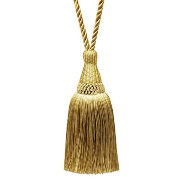 Imagem de Borlas Cortina Tieback Ouro Pendurado Bola Trança Corda Retenção Janela Cortina Acessórios para Quarto Cortinas Suporte Fivela Cinta, Ouro, 2 peças