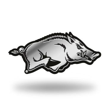 Imagem de Rico Industries Adesivo 3D NCAA Arkansas Razorbacks com acabamento cromado e emblema automático, prata
