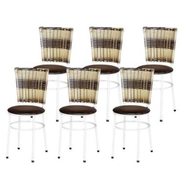 Imagem de Jogo 6 Cadeiras Para Cozinha Branca Hawai Cappuccino Premium - Lamar D