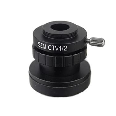 Imagem de Adaptador de microscópio adaptador de microscópio - CTV 1/2 1/3 1X adaptador 0.3X 0.5X C adaptador de lente de montagem para microscópio estéreo trinocular HDMI VGA USB acessórios de microscópio de câmera de vídeo (cor: CTV 1-2)