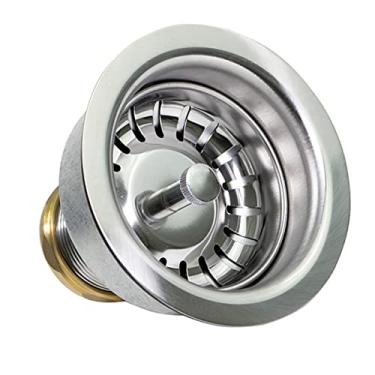 Imagem de Highcraft Pia de cozinha 9754 (3-1/2 polegadas) Conjunto de ralo de aço inoxidável com cesta de filtro e tampa Snaplock haste longa estendida (9,5 cm)