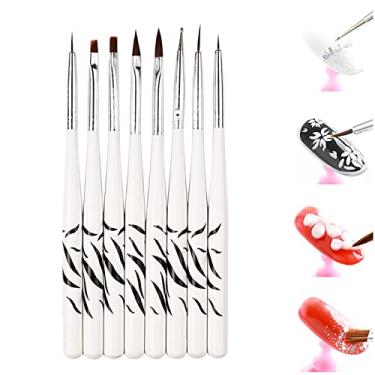 Imagem de Yajun Nail Art Desenho Pincel Pintura Desenho Forro Caneta Esmalte Padrão Zebra Alça DIY Manicure Kit de Pontilhamento de Manicure para Salão em Casa 8 peças, Branco, 13,2 cm