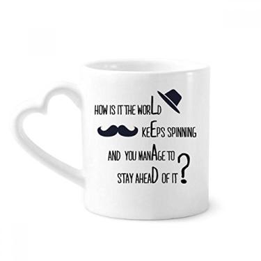 Imagem de Caneca de café cerâmica com citação famosa Question To Leaders Copo de coração de vidro