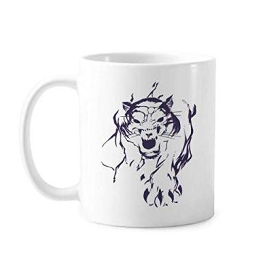 Imagem de Tigre Rei Animal Selvagem Art Deco Presente Moda Caneca Cerâmica Café Porcelana Utensílios de Mesa