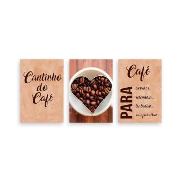 Imagem de Kit 3 Placa Decorativa Quadro Cantinho Do Café Frases Acordar Relembra