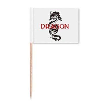 Imagem de Marcador de palito de dente com animais do oriente dragão mito animais do oeste topo para decoração de festa