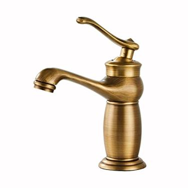 Imagem de LIDON Torneira para pia de banheiro torneira de banheiro antiga torneira da pia do banheiro vintage furo único torneira de banheiro alta para varanda, B antigo (cor: antigo A)