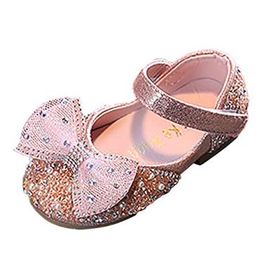 Imagem de Sandálias femininas fashion primavera e verão sapatos de dança de malha pérola sapatilhas de balé tamanho 11 meninas (rosa, 18 a 24 meses)
