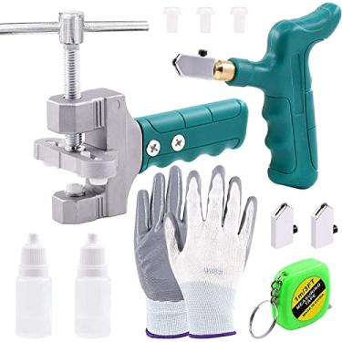 Imagem de Swpeet Kit de ferramentas de corte de azulejo de vidro 2 em 1, incluindo alicate de quebra de vidro e cortador de vidro, kit de corte espelhado, alicate de corrida de vidro, ferramenta de corte de cerâmica para fácil deslizamento de vidro e cortador de azulejos