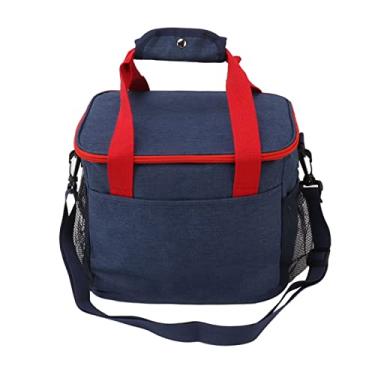 Imagem de Bolsa térmica congelável, extra grande, resistente à abrasão, 2 vias, espuma de 6 mm, à prova d'água para escritório (azul marinho)