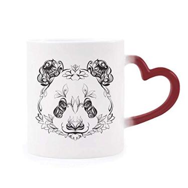 Imagem de Caneca de grés gigante fofa com retrato de animal panda sensível ao calor que muda de cor vermelha