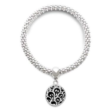 Imagem de DIYthinker Pulseira de prata com pingente de caveira de Halloween com desenho animado e corrente ajustável