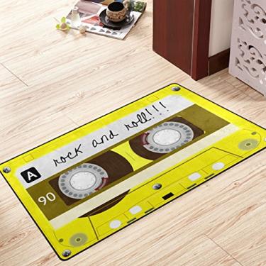 Imagem de My Little Nest Tapete de área com fita cassete de plástico amarelo, 50,8 cm x 78,7 cm para quarto, sala de jantar, sala de estar, tapete leve, exclusivo antiderrapante, tapete macio para decoração interna e externa