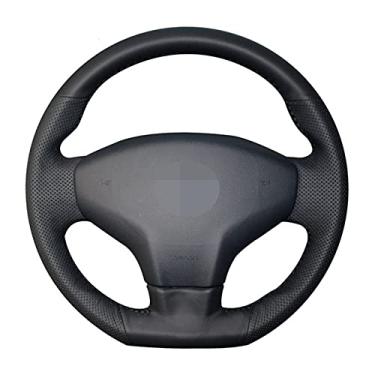 Imagem de Capa de volante de carro confortável antiderrapante costurada à mão preta, apto para Citroen Elysee C Elysee 2014 Novo Elysee Peugeot 301