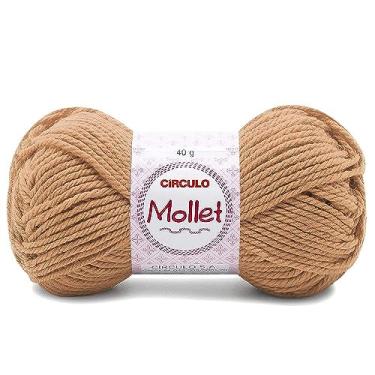 Imagem de Kit 5 Fio/Lã Mollet Círculo Novelo 40g Para Croche Trico - 80m - 500 TEX - 100% Acrílico (7650 - AMENDOA)