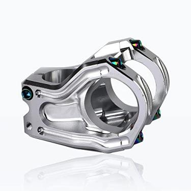 Imagem de BBxunsless Haste de bicicleta Downhill Plus ou Minus 10 graus off-road para downhill torneira 28,6 * 31,8 mm Hastes de guidão para mountain bike/bicicleta de estrada (prata)