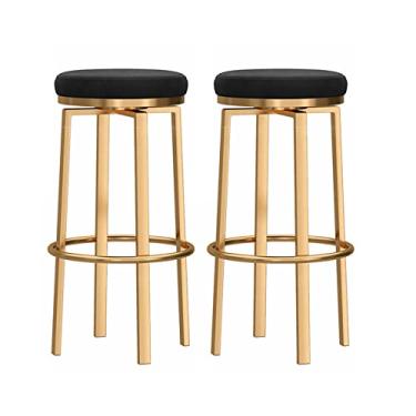 Imagem de Cadeiras de jantar cadeiras de sala de jantar conjunto com 2 banquinhos de bar giratórios, elegante banqueta de altura de balcão dourado veludo estofado para cozinha ilha sala de jantar pátio (altura do assento: 65 cm/75 cm) Tudo está bem