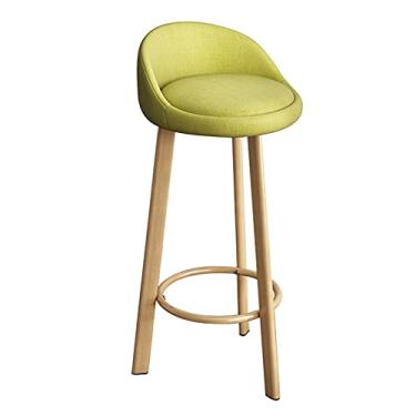 Imagem de Cadeiras de jantar bancos de bar imitação de grão de madeira cadeiras de bar modernas decoração de casa café da manhã cozinha balcão banco de bar com moldura de metal e tapete antiderrapante silencioso para pés Tudo está bem