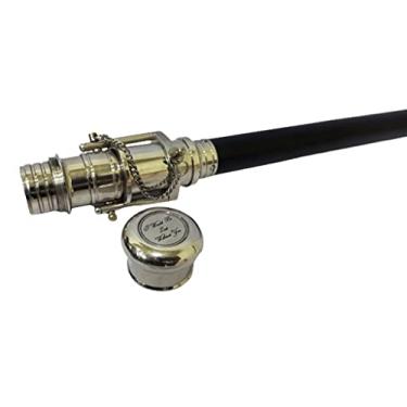 Imagem de bengala de madeira para caminhada, telescópio, vara de caminhada - alça telescópica escondida