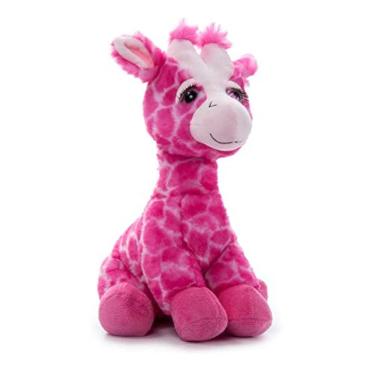 Imagem de Pelúcia rosa com bicho de pelúcia girafa, animais do zoológico Lash`z, brinquedo de pelúcia girafa - 12 polegadas