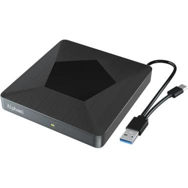 Imagem de Alphami Unidade de DVD Bluray externa, USB 3.0 ultra fino e tipo-C gravador de DVD Blu-ray portátil 3D Optical Bluray CD DVD Drive para Windows XP/7/8/10, MacOS