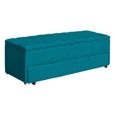 Imagem de Calçadeira Baú Sapateira Casal Queen 160cm Ayla Suede Capitonê - Estopar