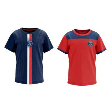 Imagem de Kit 2 Camisas Psg Infantil Oficiais Paris Saint Germain - Braziline