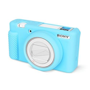 Imagem de Rieibi Capa para câmera ZV-1F, capa protetora de silicone macio para câmera Vlog Sony ZV1F/ZV-1M2/ZV-1 Mark II, capa leve ZV1F - azul claro