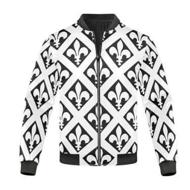Imagem de KLL Vector Fleur De Lys Padrão Jaqueta Masculina Leve Jaqueta Corta-vento Jaquetas Masculinas Softshell Pequeno, Padrão Vector Fleur De Lys, P