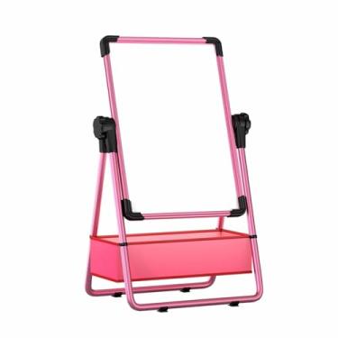 Imagem de Quadro de giz quadro negro ao ar livre quadro branco magnético quadro branco pano seco quadros brancos com ímãs de suporte quadro de escrita apagável tipo suporte de ensino doméstico escritório (rosa,