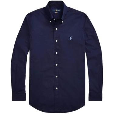 Imagem de Polo Ralph Lauren Camisa esportiva masculina sólida popelina (M, NewportNavy), Newport azul-marinho, M