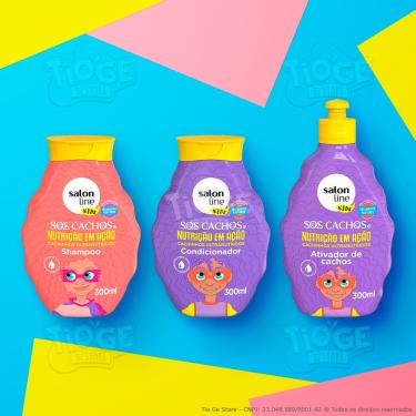Imagem de Kit 3 SOS Cachos Nutrição em Ação Cabelos Ondulados Cacheados Crespos Infantil Shampoo + Condicionador + Ativador Cachos