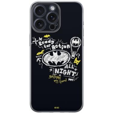 Imagem de ERT GROUP Capa de celular para iPhone 15 PRO MAX Original e oficialmente licenciada DC padrão Batman 014 perfeitamente adaptada à forma do celular, capa feita de TPU