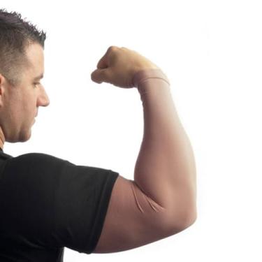 Imagem de Tatjacket Capa para corretivo de tatuagem, pacote com 2, cobertura total do braço (marrom), proteção FPS 50, sem deslizamento, para homens e mulheres (unissex), médio, marrom