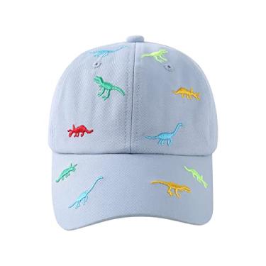 Imagem de Boné de beisebol infantil para bebês meninas meninos com desenho animado dinossauro boné de verão aba curva chapéu guarda-sol para meninas e meninos, Azul, One Size